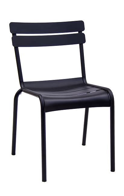 Black Metal Slat Outdoor Dining Chair