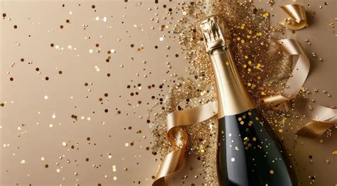 Champagne Bottle With Gold Confetti and Ribbon 47023174 Stock Photo at ...