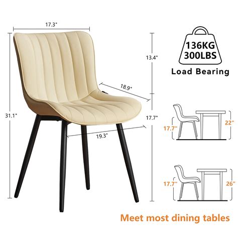 Younuoke Beige Dining Chairs Set Of Upholstered Mid Century Kitchen