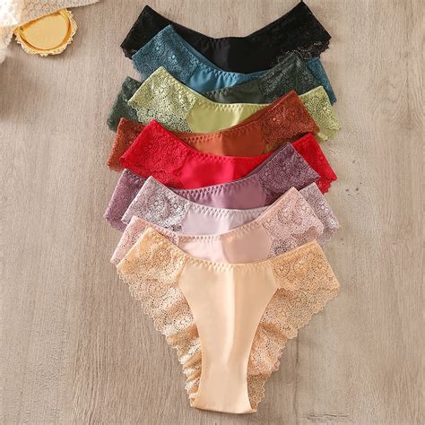 Women S Lace Briefs Seamless Soild Sexy Panties Perpective Female