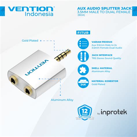 Jual Vention Aux Audio Splitter Jack Mm Male To Dual Female Shopee