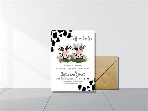 Cow Gender Reveal Invitation Holy Cow Gender Reveal Etsy