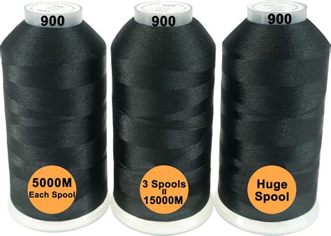 New Brothread 3er Set Schwarz Farben Polyester Maschinen Stickgarn