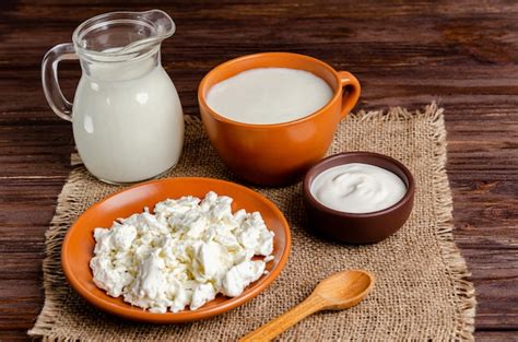 Produtos L Cteos Fermentados Caseiros Kefir Queijo Cottage Foto