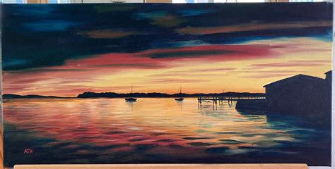 Oil Painting Ocean Sunset Giclee Print | Etsy