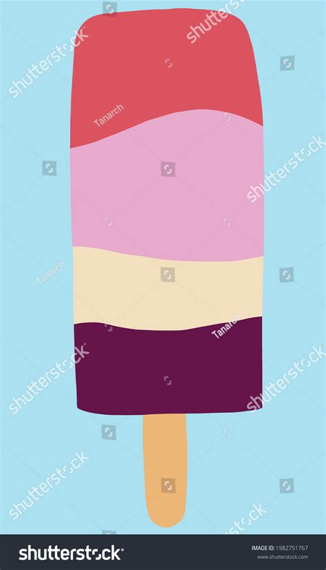 Colorful Freehand Drawing Popsicle Icecream Vector Stock Vector