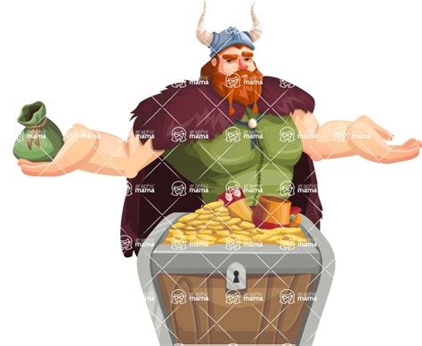 Viking Warrior Cartoon Vector Character Aka Bjorn Strong Treasure