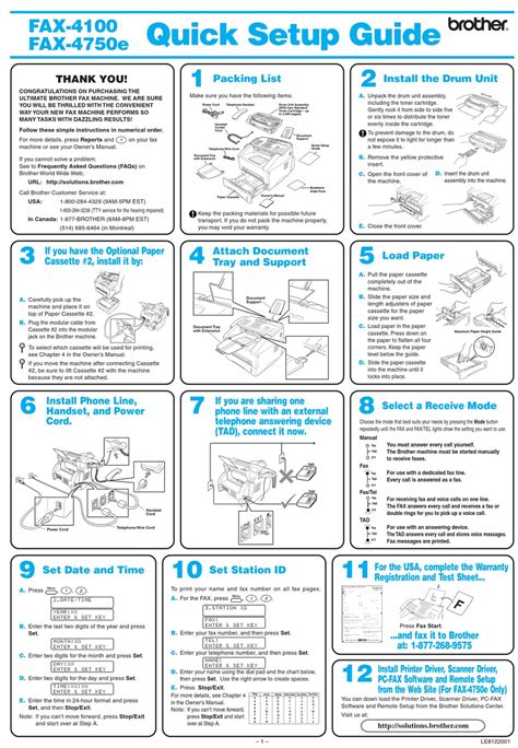 Brother Fax 475e Quick Setup Manual Pdf Download Manualslib