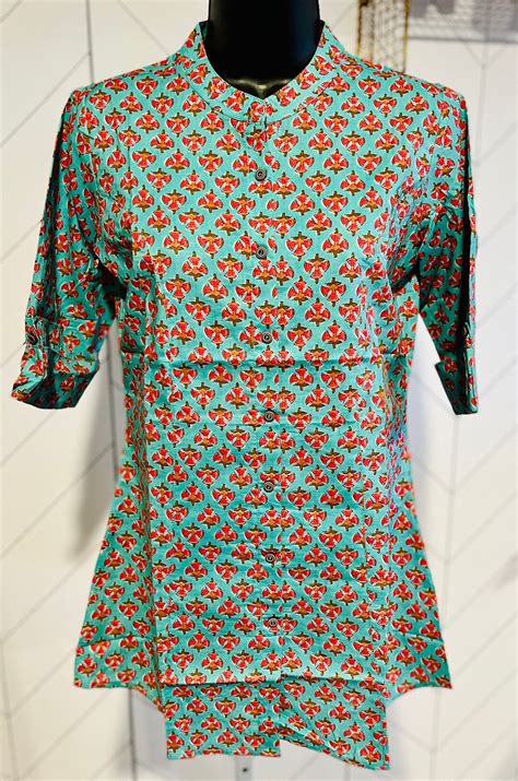 Princess Cut Cotton Block Print Short Kurti Etsy