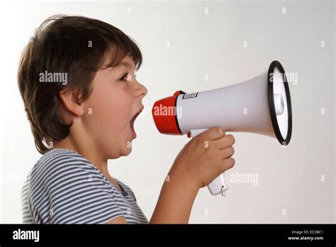 Boy With A Megaphone Stock Photo Alamy