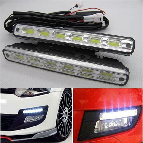 Cob Led Daytime Running Light Kit Car Light Drl Tfl White K