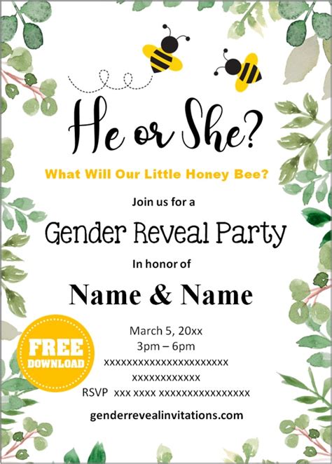 Bee Gender Reveal Invitations Gender Reveal Invitations