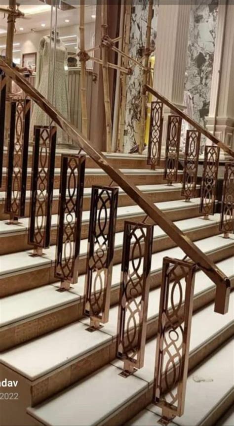 Silver Stairs Stainless Steel Ss Pvd Coated Railing For Home At