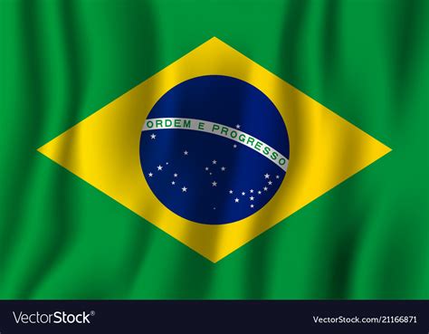 Brazil Realistic Waving Flag National Country Vector Image