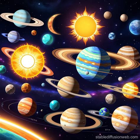 Solar System Realistic Illustration Of Sun And Planets Stable