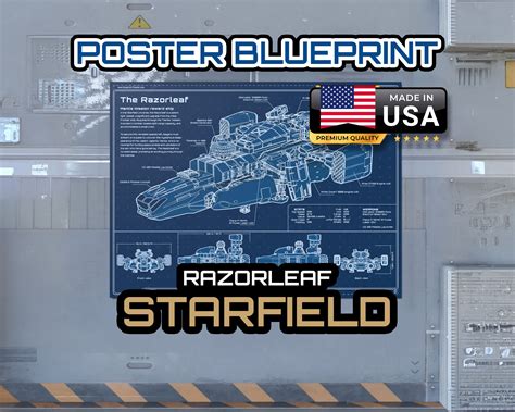 Starfield Razorleaf POSTER Blueprint Bethesda Starfield Mantis Mission Reward Ship Wall Art ...