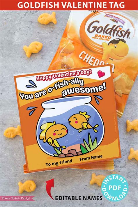 Goldfish Valentine Printable Card You Are O Fish Ally Awesome