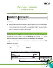 U4 Resolucion problemas A7 pdf MATEMÁTICAS FINANCIERAS UNIDAD 4