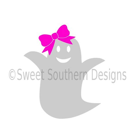 Cute Ghost With Bow For Halloween Svg Instant Download Design Etsy