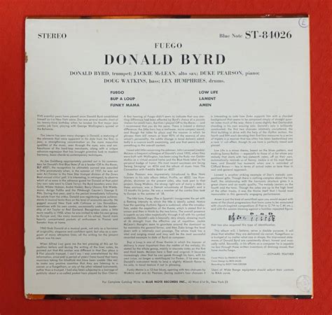 Us Blue Note Bst Fuego Donald Byrd Rd Dg Rvg