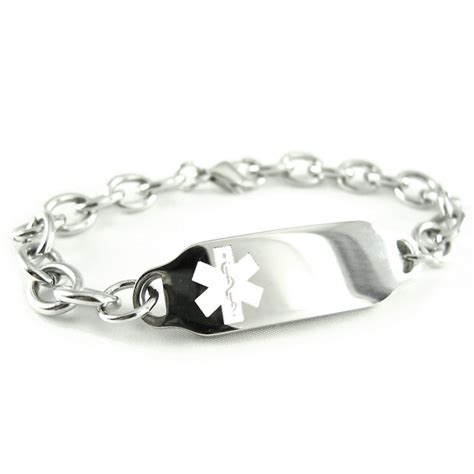 Personalized Medical Id Bracelet For Women White Alert Symbol Etsy Medical Jewelry Engraved