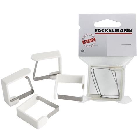 Fackelmann Tafelkleed Klemmen 4 Stuks 45 Mm RVS Wit Bol