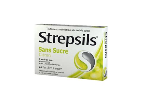 Strepsils Citron Sans Sucre 24 pastilles à sucer Pharmacie en ligne