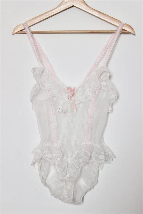 Vintage Sheer Lace Teddy Powder Pink Garmentory