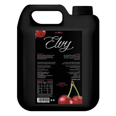 Elvy Syrup Cherry 5l Flavored Cold Drink Premium Bottle High Quality