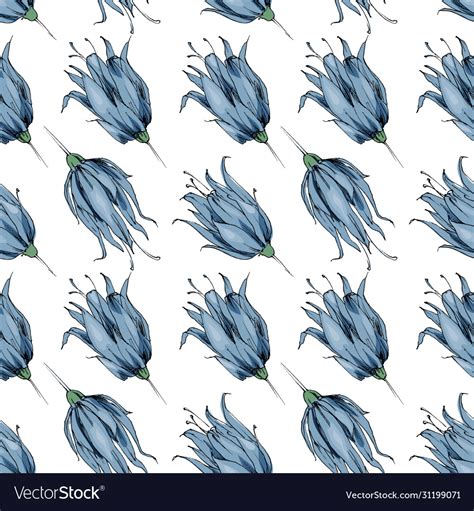 Bluebell Flowers Hand Drawn Seamless Pattern Vector Image