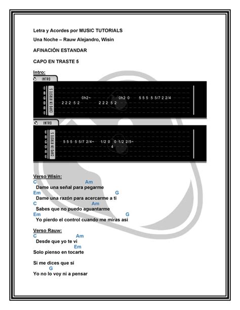 C Mo Tocar Una Noche Ac Stico De Rauw Alejandro Y Wisin En Guitarra