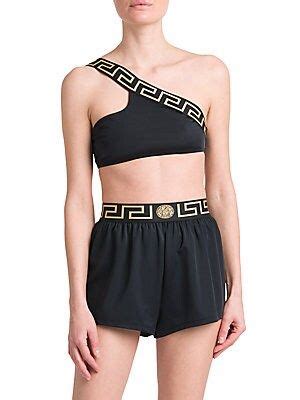 Versace Greca Border Bikini Top Bikini Tops One Shoulder Bikini Bikinis