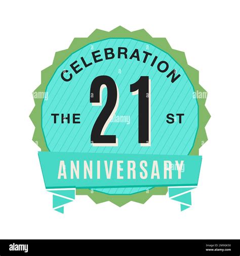 21 Years Anniversary Logo Template Wedding Badge In Flat Modern Style Birthday Anniversary