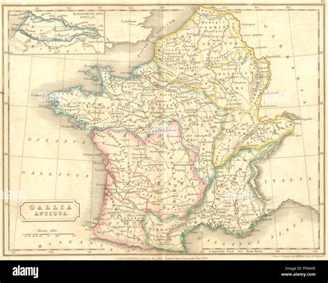 FRANCE: Ancient Roman Gaul Gallia Antiqua: Hall, 1826 antique map Stock Photo - Alamy