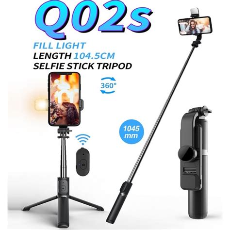 Ganbao Q S Led I K Siyah Kablosuz Bluetooth Selfie Ubu U Tripod