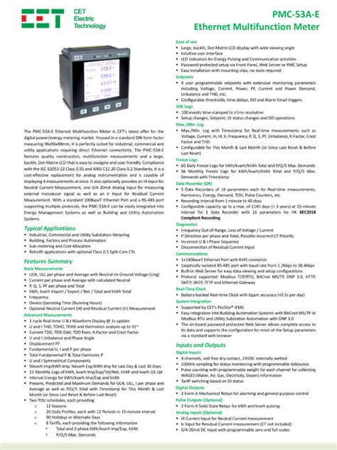 China Cet Pmc A E Din Rail Phase Multi Functional Ethernet Rs