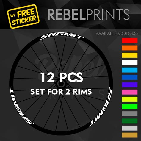 SAGMIT 12 Pcs Wheel Rim Sticker Decals Vinyl For Mountain Bike Road