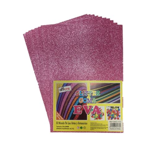 Goma Eva Offione Glitter Rosado X Cm Paquete De Unidades