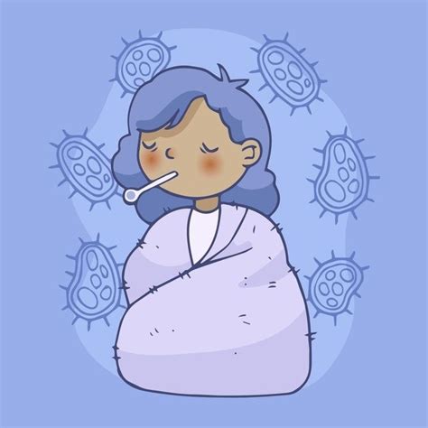 Free Vector Sick Girl Having A Cold Person Drawing Cold Sick