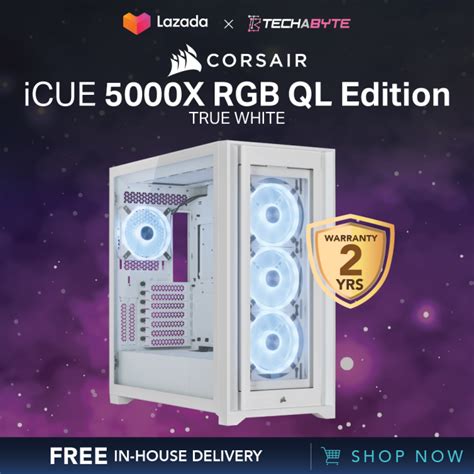 Corsair ICUE 5000X RGB QL Edition Mid Tower ATX Case True White