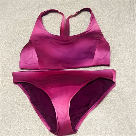 Athleta Swim Malibu Bikini Top And Clean Bottom Electric Fushia