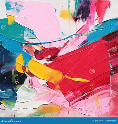 Vibrant Abstract Painting With Bold Colors And Gestural Strokes Stock