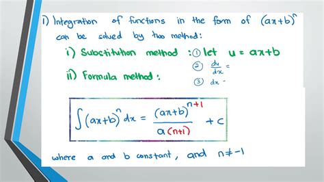 Indefinite Integral By Substitution Method And Formula Method Youtube