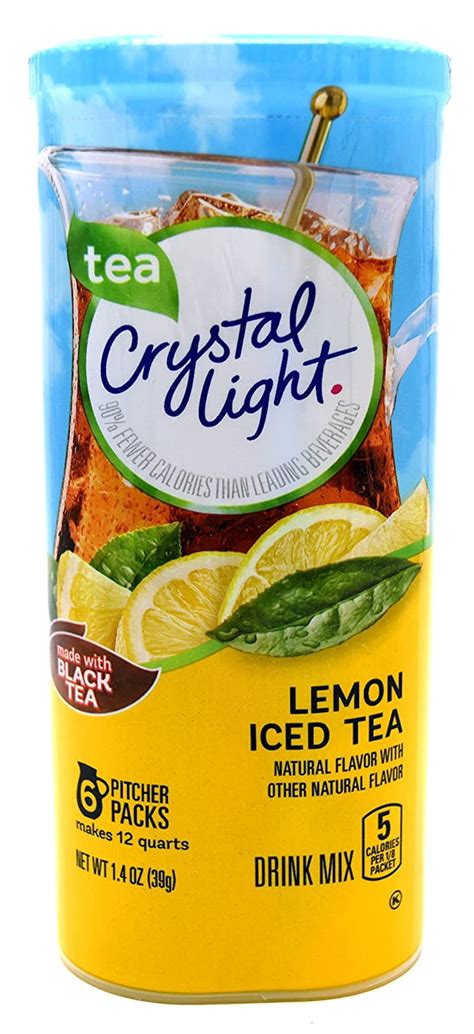 Crystal Light Iced Tea Drink Mix Natural Lemon Flavor 12 Quart 1 4 Ounce Packages Pack Of 2