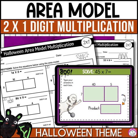 Two Halloween Themed Area Model Worksheets With The Text Area Model 2x1