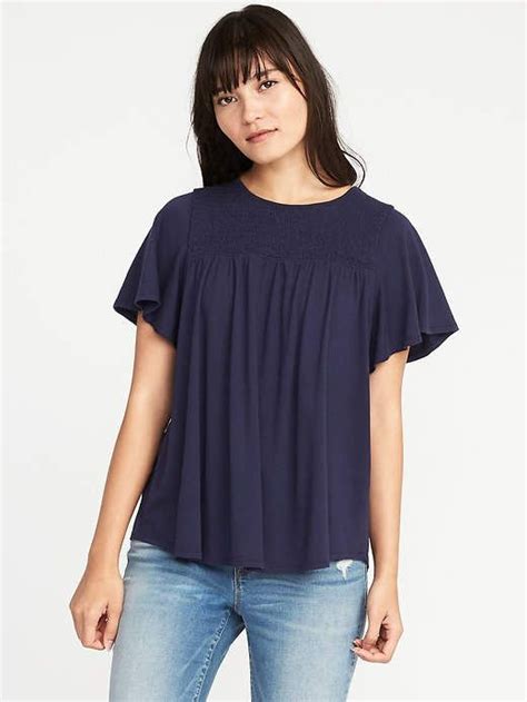 Relaxed Smocked Yoke Jersey Top For Women Clothes Smocking Old Navy