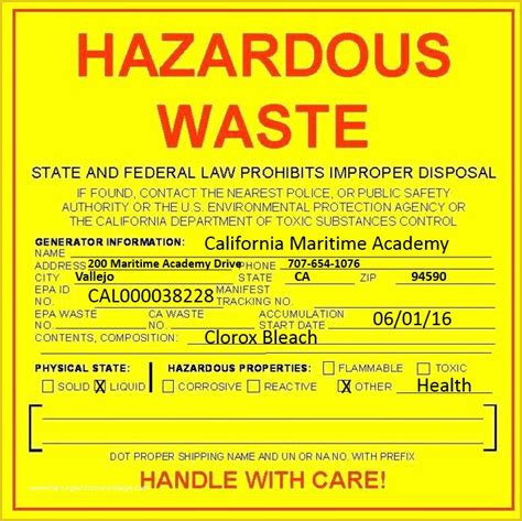 Free Hazardous Waste Label Template Of Washington State Department Of ...