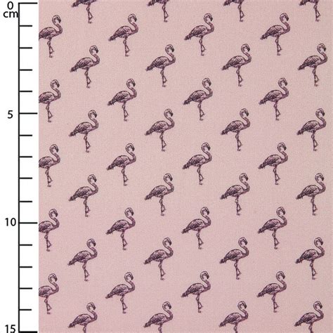 Tissu Coton Flamant Rose Rose Et Mauve X Cm Perles Co