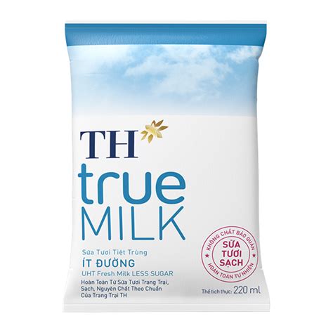 SỮa TƯƠi TiỆt TrÙng Th True Milk Ít ĐƯỜng 220ml Uht Fresh Milk Less Su