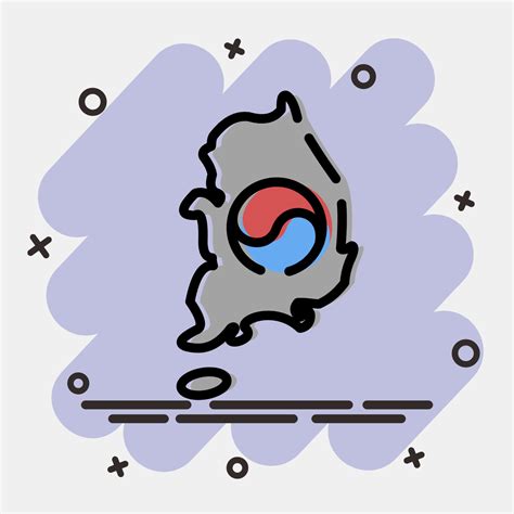 icono sur Corea mapa sur Corea elementos íconos en cómic estilo